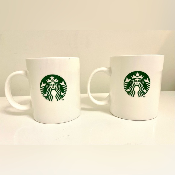 Starbucks Other - Starbucks Siren Logo White Coffee Mugs 2-12oz